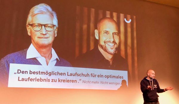 Hohe Ansprüche: Andre Kriwet, hier beim Vortrag auf dem Laufsymposium der ISPO Munich 2019, und sein Mitgründer Professor Gerd-Peter Brüggemann setzen auf „Qualität statt Quantität“.