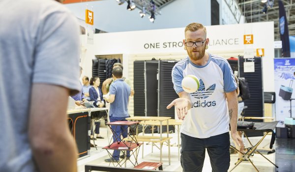 OutDoor by ISPO 2019 - Highlights 1st day People trying ou table tennis at OutDoor by ISPO 2019.