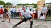 Participants of the ISPO Shanghai Morning run do stretching