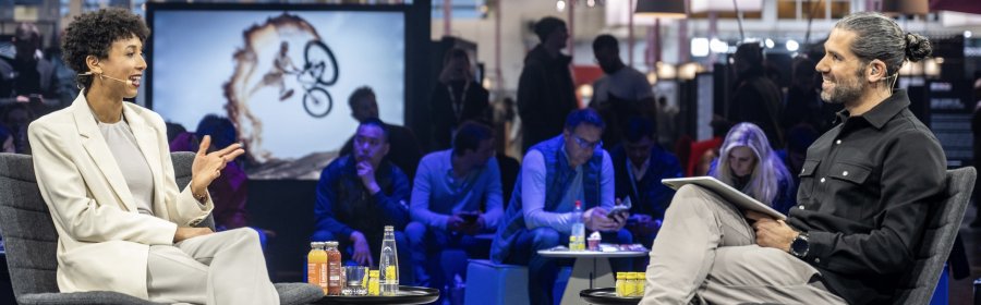 Malaika Mihambo auf der ISPO Bühne