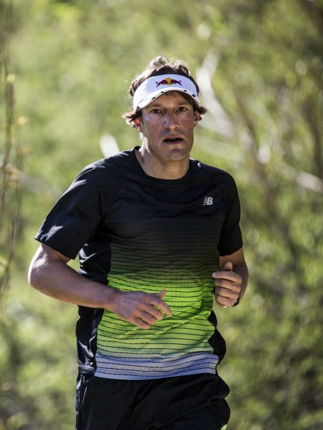 Triathlete Sebastian Kienle during running training in Spain.
