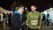 Messe-Chef Klaus Dittrich mit Profi-Runner Sebastian Hallmann, Zweitplatzierter beim ISPO Munich Night Run 2018.