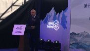 Klaus Dittrich, CEO of the Messe Munich, with his speech at the Opening Ceremony of the ISPO Beijing 2018