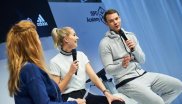 Lena Gehrke (Mi.) and Manuel Neuer at the ISPO Munich 2018