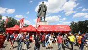 Budweiser has been a sponsor of Fifa since the 1986 World Cup in Mexico. As an official sponsor, Budweiser enjoys the exclusive right to serve beer at the World Cup. Like here behind the Lenin statue in Moscow.