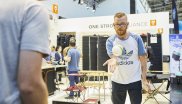 People trying ou table tennis at OutDoor by ISPO 2019.