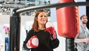 Boxen im Simulator in der Halle B1 auf der ISPO Munich 2020