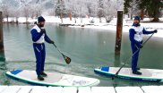 At first the Stecher-Twins test how thick the ice is on the mountain lake
