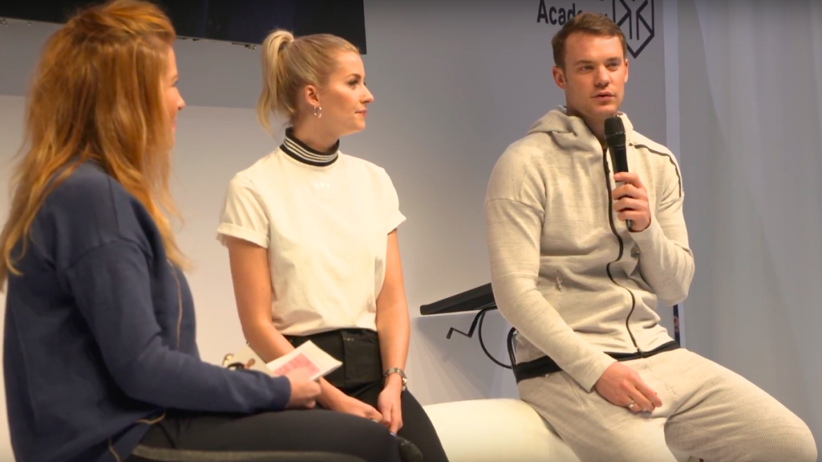 Lena Gercke and Manuel Neuer at ISPO Munich 2018