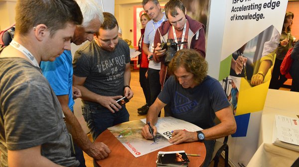 His autographs were in demand. Stefan Glowacz, Marmot Ambassador.  His lecture was an highlight of the ISPO Academy Poland.