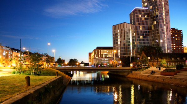 The Swedish city of Malmö at dusk