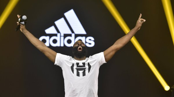 Basketballer James Harden is one of the most prominent Adidas wearers in the USA.