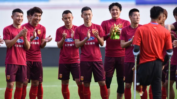 China's football champion team from Guangzhou Evergrande training.