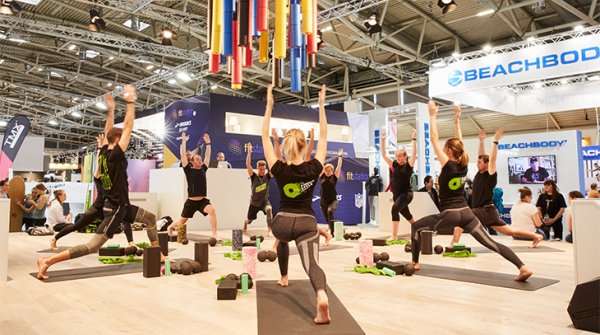Yoga demonstration at the ISPO Munich