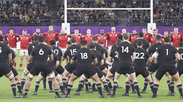 New Zealand's team performing its famous haka before a World Cup match.