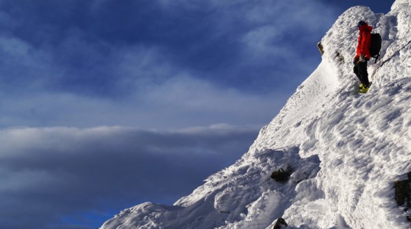 Karl tests the jacket during a climbing trip in the Swiss mountains.