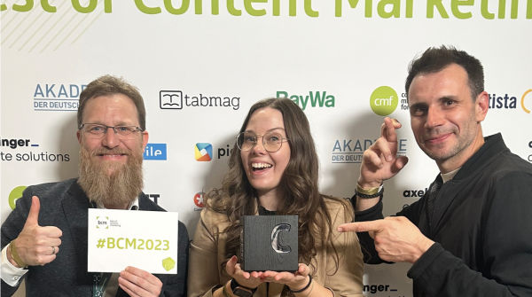 Happy about the BCM Award in Gold: Stephan Goldmann, Julia Schmidbauer, Christoph Beaufils (from left)