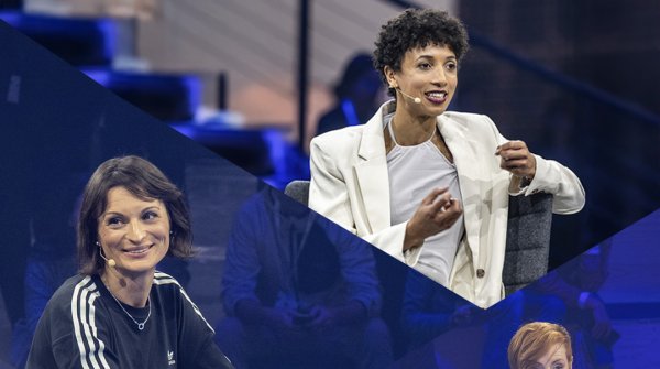 Collage of various pictures of female speakers at ISPO Munich 2024