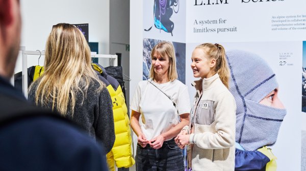 Visitors at an exhibition stand