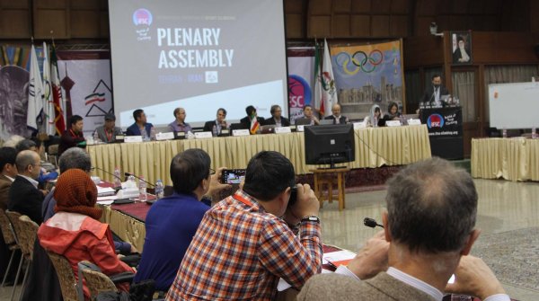 Claiming Olympic ambitions for 2020: The The annual meeting of the International Federation of Sport Climbing AGM at its annual meeting in Tehran on Feb. 20.