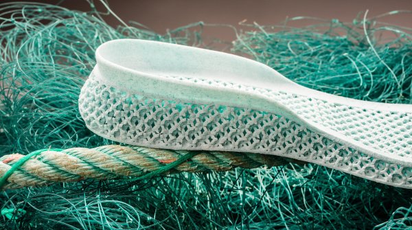 Washed up fishing nets and plastic waste from the ocean are being recycled by Adidas and used for shoe production.