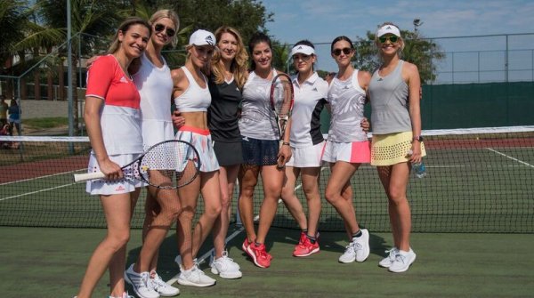 The Adidas influencers meet tennis legend Steffi Graf (fourth on the left) in Rio
