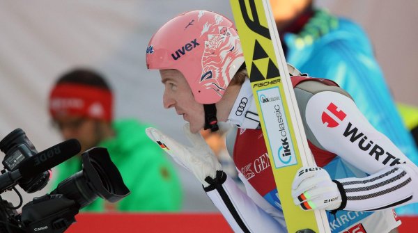 Ski jumper Severin Freund wearing the Würth logo on his upper arm.