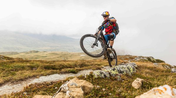 René Wildhaber plays with his e-bike