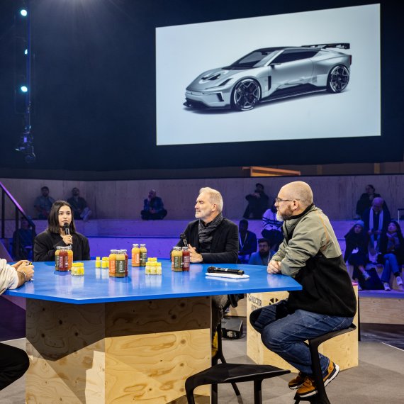 Komal Singh, François Farion, Hervé Barrière, Florian Auger on the Main Stage of ISPO Munich
