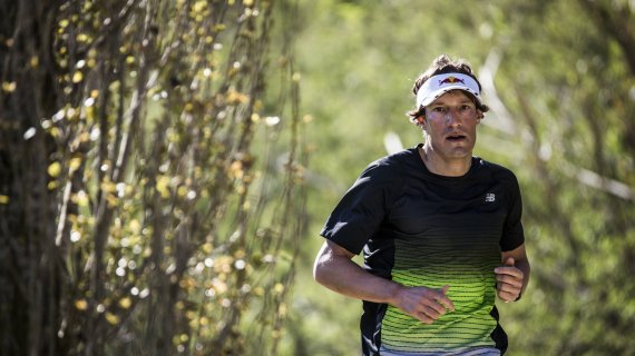 Triathlete Sebastian Kienle during running training in Spain.