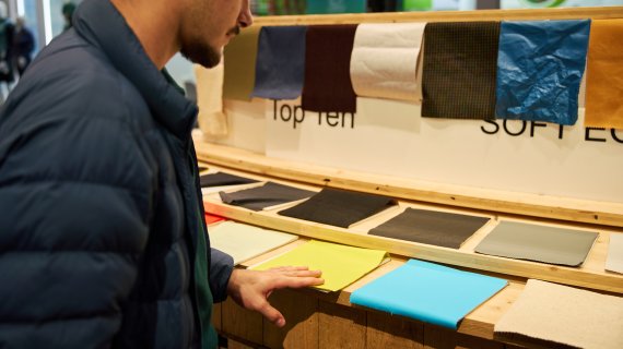 Exhibition of various fabrics at ISPO Munich 2024