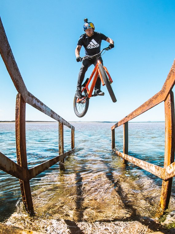Danny MacAskill world famous biker with fancy tricks