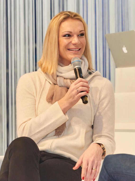 Maria Höfl-Riesch presenting her new book at ISPO MUNICH 2017.