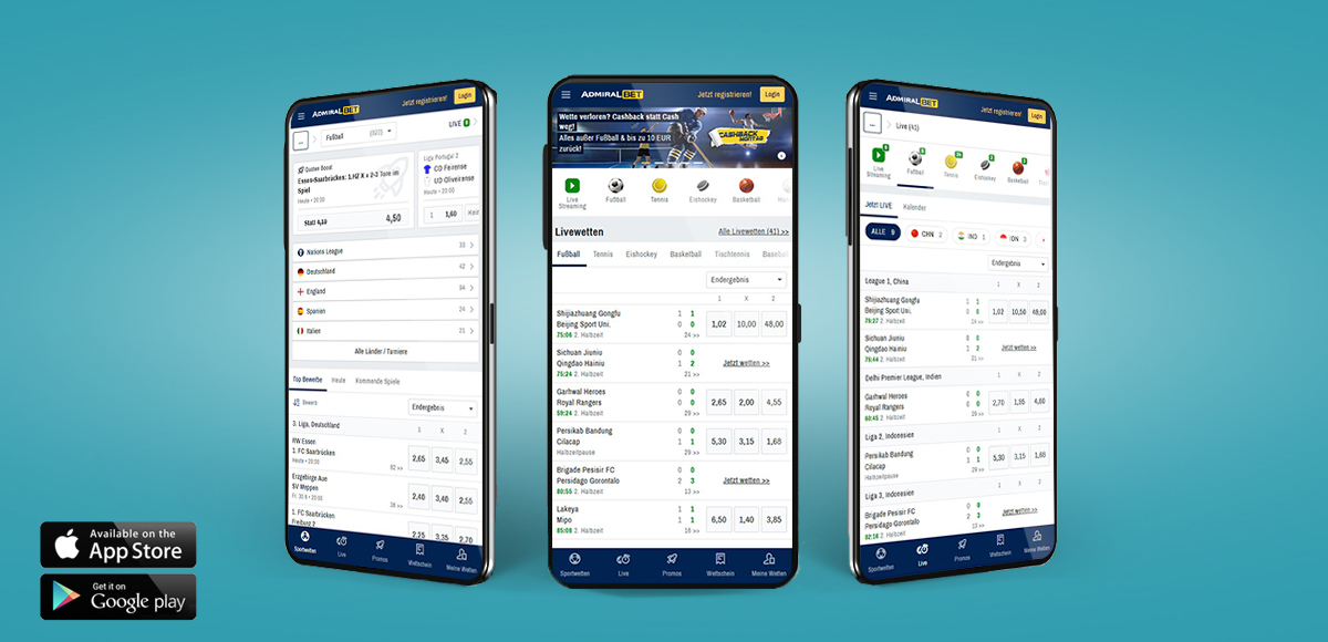 Die mobile ADMIRALBET Sportwetten App