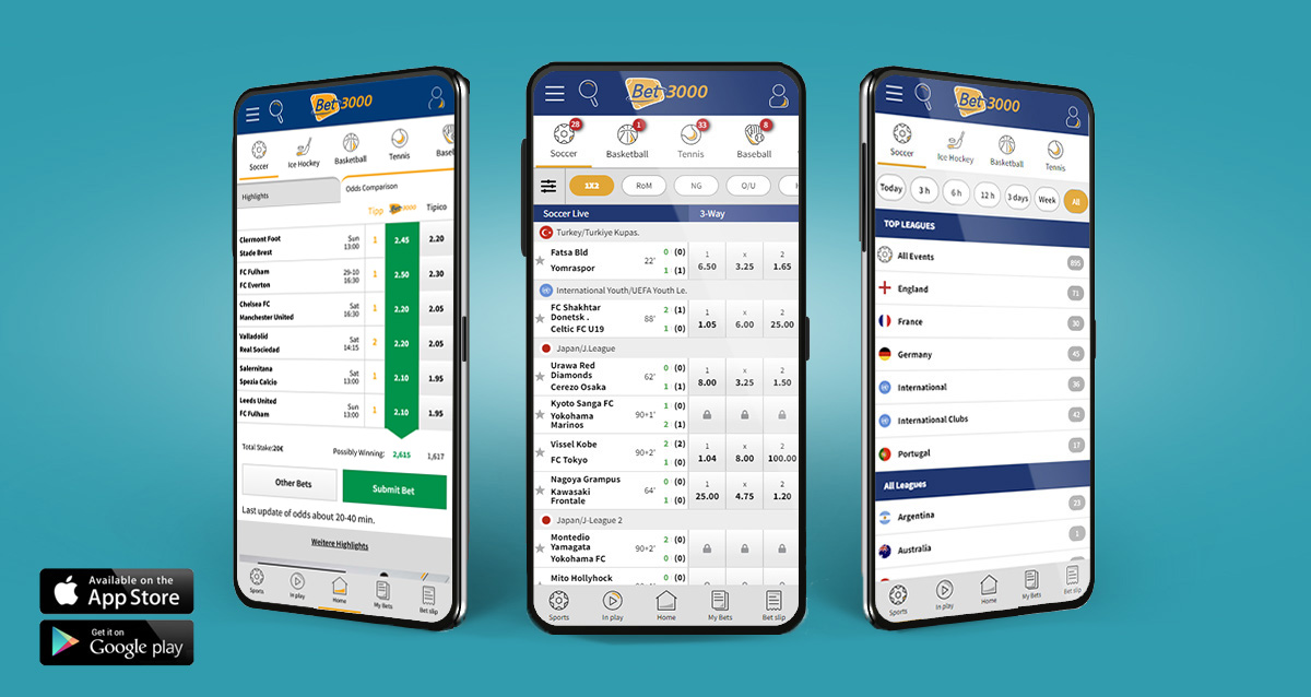 Die mobile Bet3000 Sportwetten App