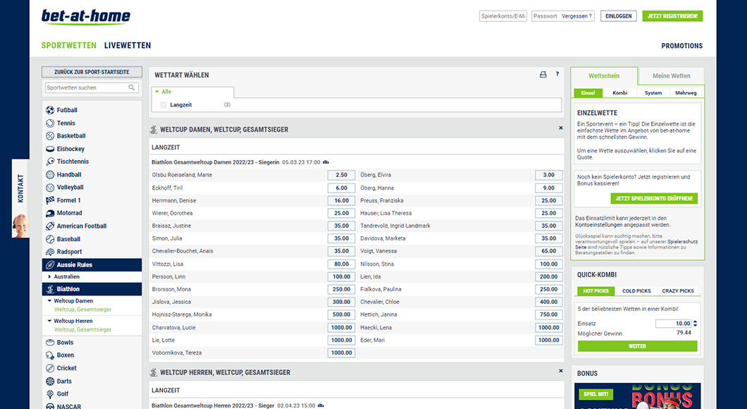 Biathlon Wetten auf der bet-at-home Webseite.