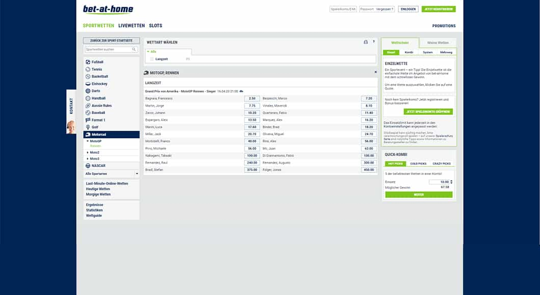  MotoGP Wetten auf der bet-at-home Homepage.