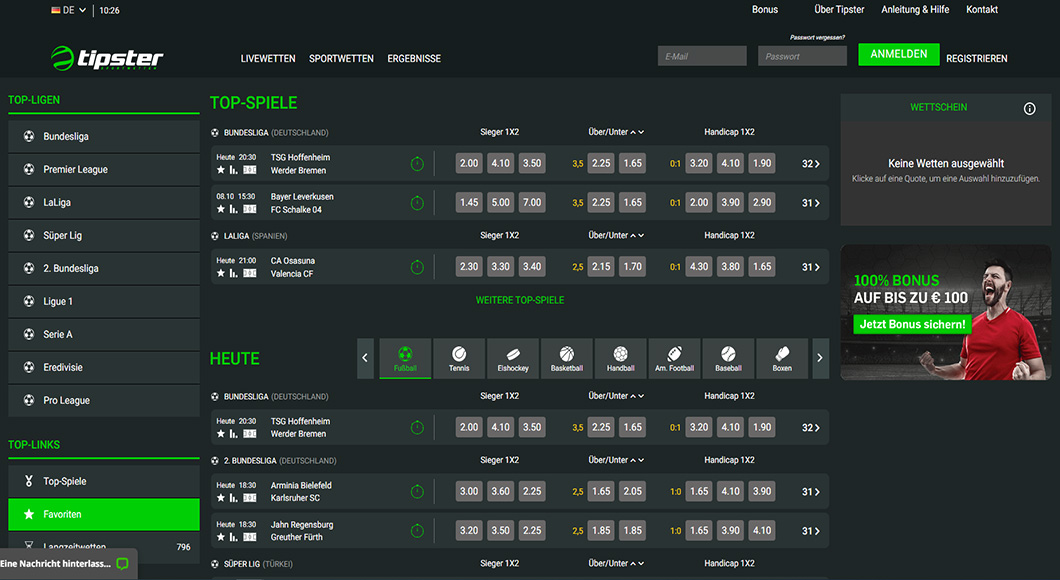 Die Tipster Webseite mit dem Sportwetten Angebot