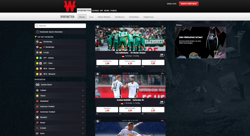 Die Winamax Webseite mit dem Sportwetten Angebot